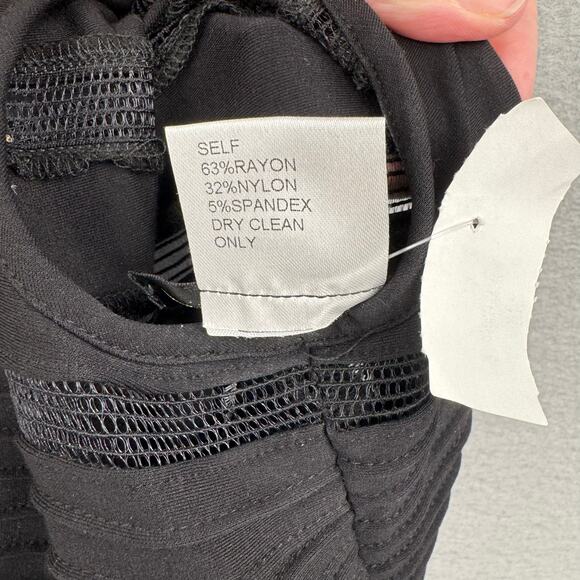 Tadashi Shoji Flip Hem Black Sheer Mesh Knit Mini Sleeveless Cocktail Dress - Picture 14 of 14